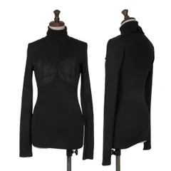 トリココムデギャルソンtricot COMME des GARCONS ウールナイロンバスト切替タートルネックリブニットセーター 黒M位のサムネイル