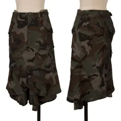 ジュンヤワタナベ コムデギャルソンJUNYA WATANABE COMME des GARCONS ウールカモ柄織りフリルレイヤードスカート カーキ茶黒XSのサムネイル