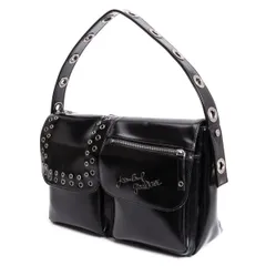 ジャンポールゴルチエJean Paul GAULTIER レザーダブルフラップハトメバッグ 黒のサムネイル