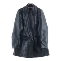 EMPORIO ARMANI (エンポリオアルマーニ) 90-00s Giaccone Donna フェイクレザーロングコート ジップアップ ブラック レディースのサムネイル