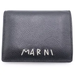 MARNI (マルニ) ロゴ刺繍 2つ折り財布 ミニウォレット ブラック レザーのサムネイル