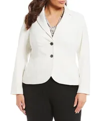 カルバンクライン レディース アウター コート プラスサイズ ジャケット Calvin Klein Plus Size Long Sleeve 2Button Suit Jacket Cream クリのサムネイル