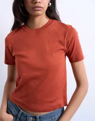 トップショップ レディース トップス Tシャツ Topshop shrunken everyday tee in rust Red レッドのサムネイル