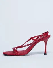 トップショップ レディース シューズ サンダル ヒール Topshop Felicity strappy high heel sandals snake Red snake レッドのサムネイル
