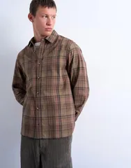 トップマン メンズ トップス シャツ レギュラーフィット Topman regular fit poplin plaid shirt Green check グリーンのサムネイル