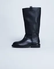 トップショップ レディース シューズ ブーツ・レインブーツ レザー Topshop Rory real leather riding boots Black ブラックのサムネイル