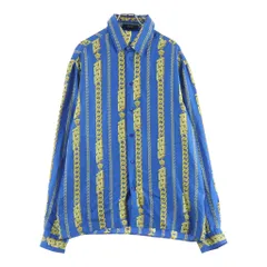 VERSACE (ヴェルサーチ) Silk Medusa Chain Shirt シルクメデューサチェーンシャツ レギュラーカラー長袖シャツ ブルー/イエロー 1005026 1A02814のサムネイル