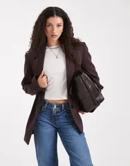 エイソス レディース アウター ジャケット・ブルゾン ブレザー ASOS DESIGN tailored oversized blazer in chocolate chocolate チョコレートのサムネイル