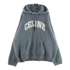 CELINE (セリーヌ) 25SS Hooded Sweater In Ribbed Wool RY09M0R26 フロントカレッジロゴ刺繍 フーデッド長袖ウールニットセーター グレーのサムネイル