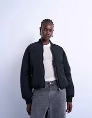 トップショップ レディース アウター ジャケット・ブルゾン ジャケット Topshop padded hybrid bomber jacket black ブラックのサムネイル
