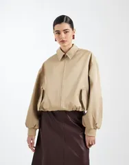 エイソス レディース アウター ジャケット・ブルゾン ASOS DESIGN oversized bomber jacket BEIGE ベージュのサムネイル