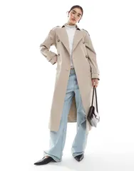 エイソス レディース アウター コート ASOS DESIGN longline trench coat in mushroom Mushroomのサムネイル