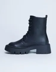 トップショップ レディース シューズ ブーツ・レインブーツ レース Topshop Lawrence chunky laceup boots Black ブラックのサムネイル