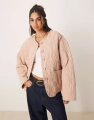 エイソス レディース アウター ジャケット・ブルゾン キルティング コットン ジャケット ASOS DESIGN textured quilted cotton jacket in pale Paleのサムネイル
