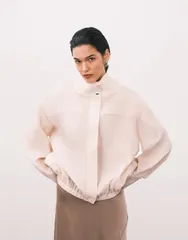 エイソス レディース アウター ジャケット・ブルゾン ASOS DESIGN techy funnel utility windbreaker jacket in cream クリームのサムネイル
