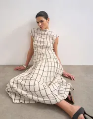 トップショップ レディース トップス シャツ ノースリーブ Topshop sleeveless pintuck crinkle top in windowpane check multi マルチカラのサムネイル
