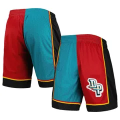ミッチェルネス メンズ ボトムス ハーフパンツ・ショーツ ショートパンツ Mens Mitchell Ness TealRedetroit Pistons Hardwood Classics 1998のサムネイル