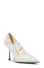ベッツィジョンソン レディース シューズ ヒール メッシュ スパンコール Betsey Johnson Jenii Sequin Mesh Pump Ivory アイボリーのサムネイル