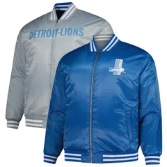 ミッチェルネス メンズ アウター ジャケット・ブルゾン トール Mens Mitchell Ness BlueSilver Detroit Lions Big Tall Throwback Reverのサムネイル
