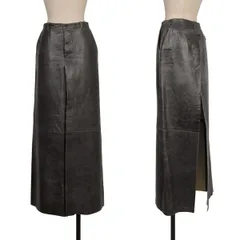 ジャンポールゴルチエファムJean Paul GAULTIER FEMME ラムレザークラック加工レザースカート チャコール40のサムネイル
