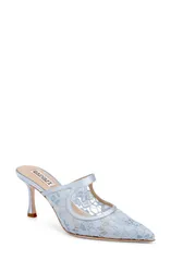 バッジェリーミシュカ レディース シューズ ヒール カットアウト BADGLEY MISCHKA Oaklyn Cutout Mule Blue Satin ブルーのサムネイル