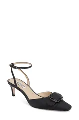 バッジェリーミシュカ レディース シューズ ヒール アンクル BADGLEY MISCHKA Odesza Kitten Heel Ankle Strapump Black Crepe ブラックのサムネイル