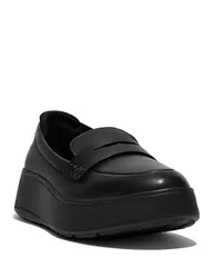 フィットフロップ レディース シューズ スリッポン・ローファー プラットフォーム FitFlop Womens FMode Platform Penny Loafers All Black ブラックのサムネイル