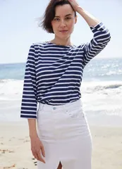 セイントジェームス レディース トップス シャツ Saint James GALATHEE II Sleeve Breton Striped Top NavyWhite ホワイトのサムネイル