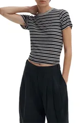 ラグアンドボーン レディース トップス Tシャツ rag bone Luca Rib Stripe TShirt IvoryBlack Multi アイボリーのサムネイル