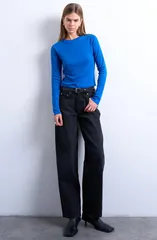 トップショップ レディース トップス Tシャツ Topshop Everyday Long Sleeve TShirt Medium Blue ブルーのサムネイル