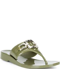 カール ラガーフェルド レディース シューズ パンプス サンダル KARLAGERFELD PARIS Vardice Jelly Bit Chain Thong Slide Sandals Lighのサムネイル