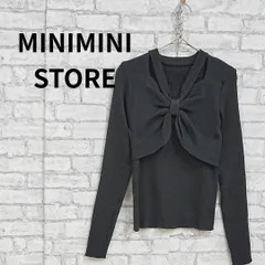 MINIMINI STORE リボンデザイン長袖リブニット 黒 古着のサムネイル