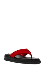 スティーブ マデン レディース シューズ ヒール プラットフォーム サンダル Steve Madden Bella Thong Platform Slide Sandal Red Suede レッドのサムネイル