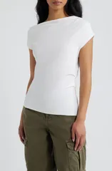 マンゴ レディース トップス シャツ アシンメトリー ワンショルダー MANGO Asymmetric OneShoulder Top White ホワイトのサムネイル
