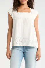 ラッキーブランド レディース トップス シャツ レース Lucky Brand Eyelet Lace Top Whisper White ホワイトのサムネイル