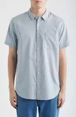 リップカール メンズ トップス シャツ コットン Rip Curl Classic Surf Ourtime Short Sleeve Cotton ButtonUp Shirt Fadedenimのサムネイル