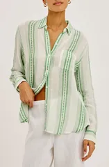 レイルズ レディース トップス シャツ リネン Rails Charli Stripe Linen Blend ButtonUp Shirt Margarita Stripe ストライプのサムネイル