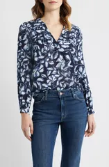 レイルズ レディース トップス シャツ フラワー柄 フラワー Rails Asta Floral Split Neck Top Navy Jasmine ネイビーのサムネイル