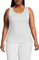 ランズエンド レディース トップス シャツ コットン Lands End Cotton Tank Top White ホワイトのサムネイル