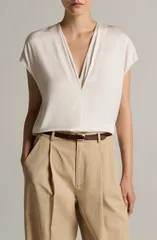 ヴィンス レディース トップス シャツ Vネック キャップ Vince VNeck Cap Sleeve Top Off White オフホワイトのサムネイル