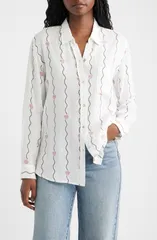 レイルズ レディース トップス シャツ リネン Rails Charli Seashell Stripe Linen Blend ButtonUp Shirt Striped Seashells ストのサムネイル