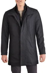 コールハーン メンズ アウター コート ウール Cole Haan Signature Melton Wool Blend Topcoat Charcoal チャコールのサムネイル