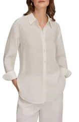 ダナ キャラン ニューヨーク レディース トップス シャツ リネン Donna Karanew York Linen ButtonUp Shirt Cream クリームのサムネイル