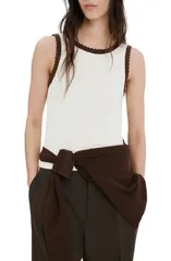 マンゴ レディース トップス シャツ MANGO Scallop Crochetank Ecru エクリュのサムネイル