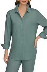 ダナ キャラン ニューヨーク レディース トップス シャツ リネン Donna Karanew York Linen ButtonUp Shirt Waterlilyのサムネイル