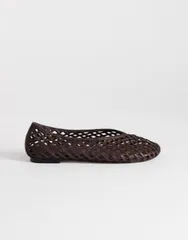 トップショップ レディース シューズ パンプス Topshop Luna woven ballet flats in chocolate チョコレートのサムネイル