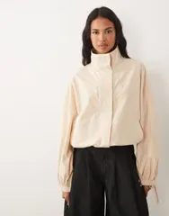 エイソス レディース アウター ジャケット・ブルゾン ASOS DESIGN windbreaker top with tie cuffs in camel キャメルのサムネイル
