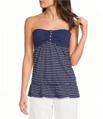 アーバンアウトフィッターズ レディース トップス シャツ ニット BDG Urban Outfitters Brittney Knit Striped Bandeau Blue ブルーのサムネイル