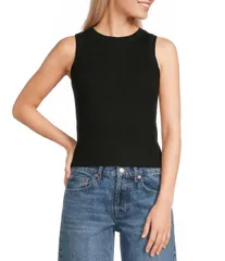 トップショップ レディース トップス シャツ リブ ニット TOPSHOP Ribbed Knit Racerback Tank Top Black ブラックのサムネイル