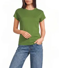 トップショップ レディース トップス シャツ クルーネック ニット TOPSHOP Knit Everyday Crew Neck Short Sleeve TShirt Green グリーンのサムネイル
